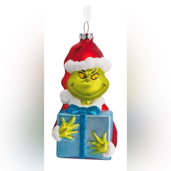 Dr. Seuss's! The Grinch With Present Christmas Ornament, Blown Glass - N… - Picture 3 of 13